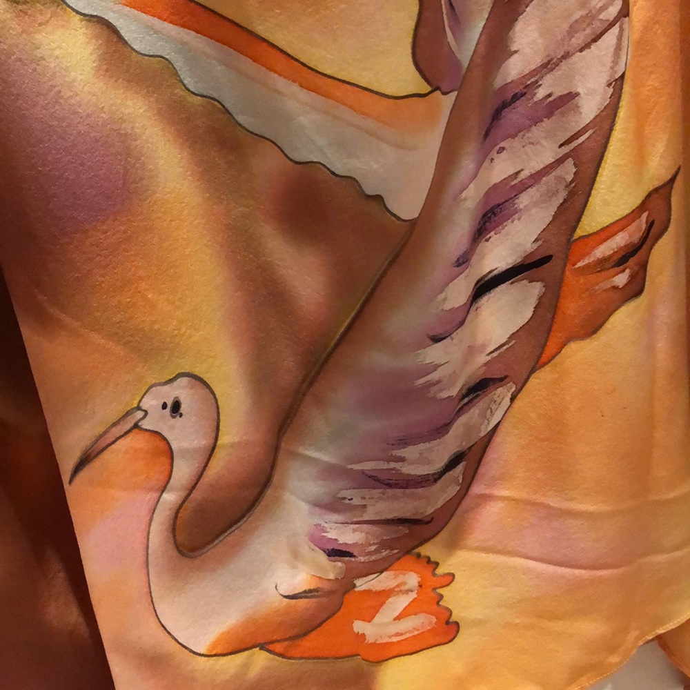 🦢dilemma Dhun Shroff Dolman Sleeved Silk Scarf lightweight painted poncho tunic - Picture 3 of 10